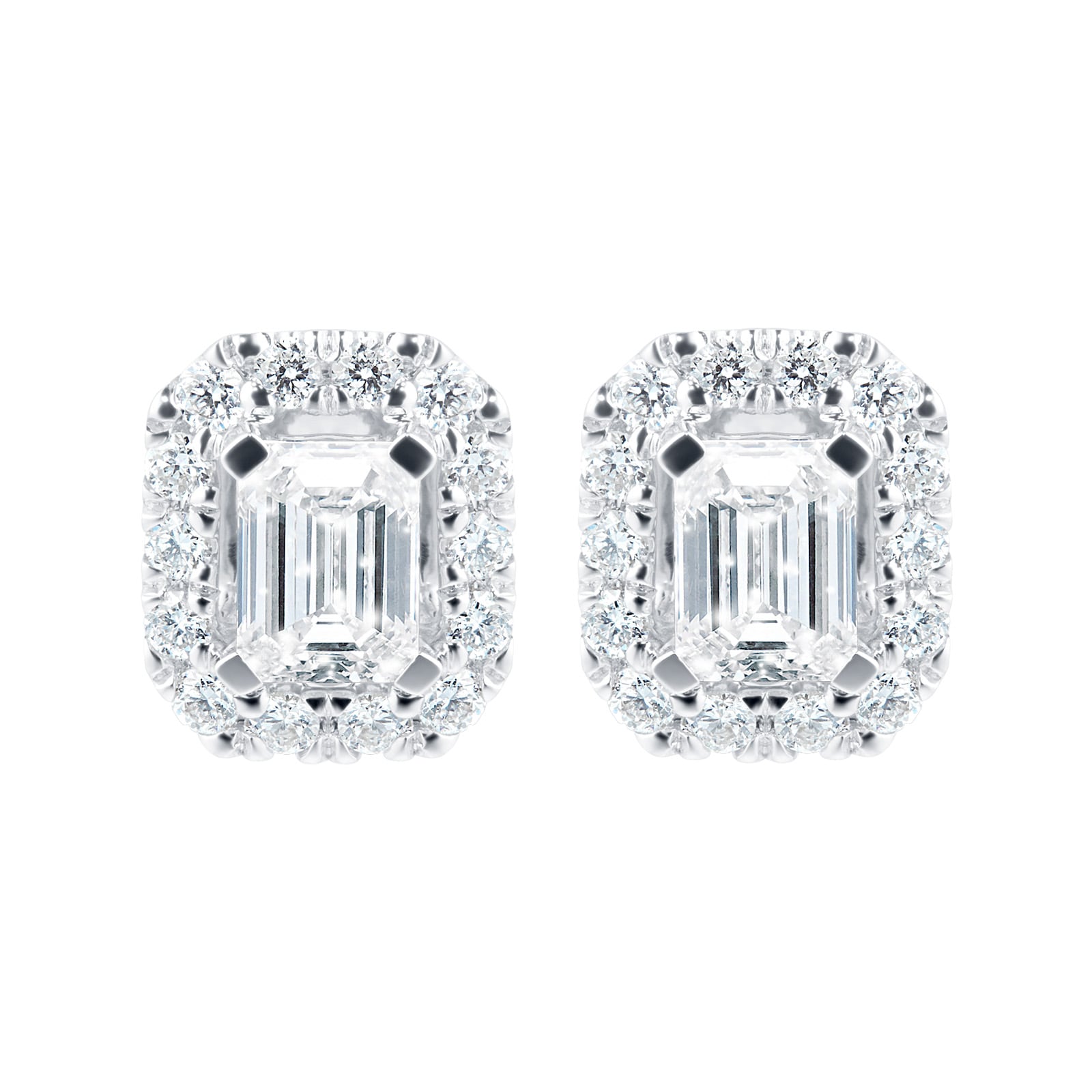 Amelia 18ct White Gold 0.60ct Diamond Emerald Cut Stud Earrings