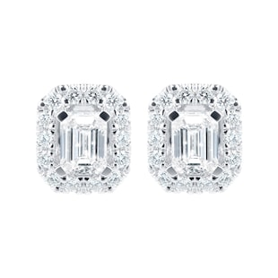 Mappin & Webb Amelia 18ct White Gold 0.60ct Diamond Emerald Cut Stud Earrings