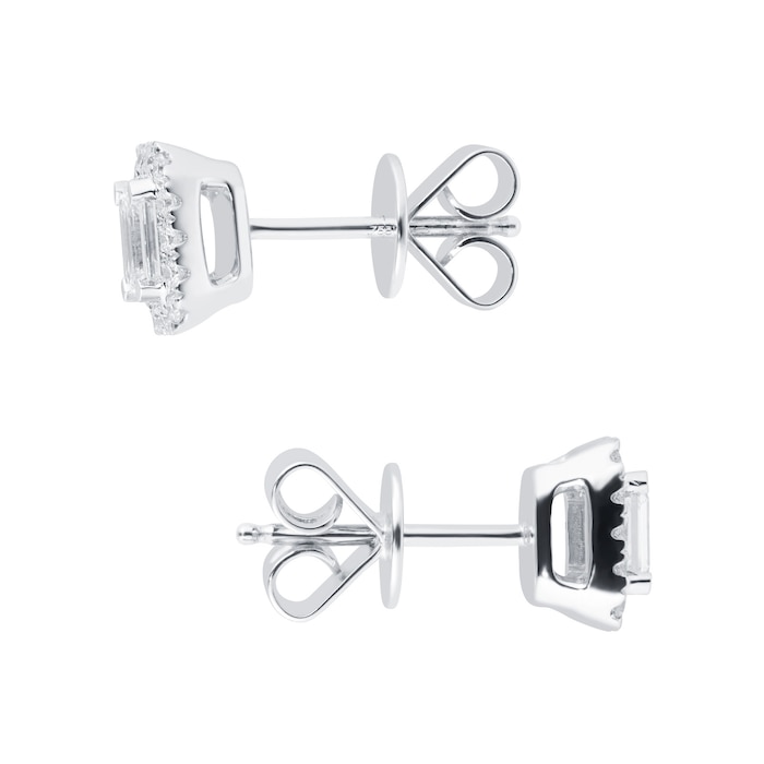 Mappin&Webb Amelia 18ct White Gold 0.60ct Diamond Emerald Cut Stud Earrings