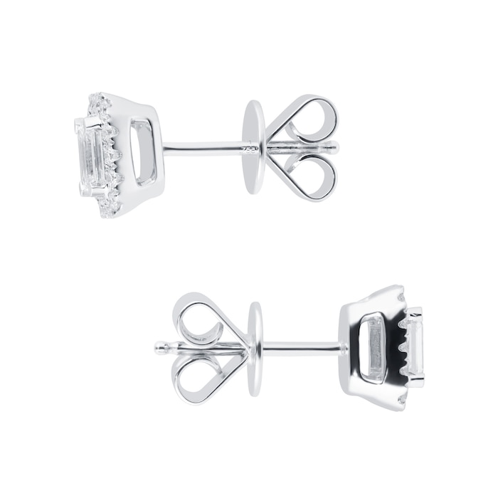 Mappin & Webb Amelia 18ct White Gold 0.60ct Diamond Emerald Cut Stud Earrings