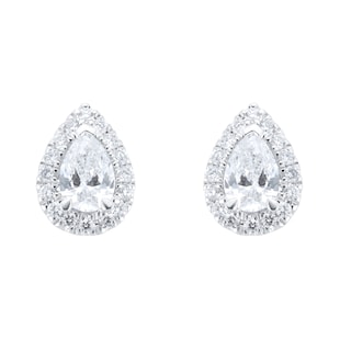 Mappin & Webb Amelia 18ct White Gold 0.60ct Diamond Pear Stud Earrings