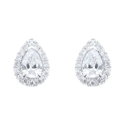 12153152 - Amelia 18ct White Gold 0.60ct Diamond Pear Stud Earrings