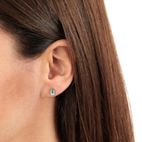 Goldsmiths 9ct White Gold Pear Cut Emerald & Diamond Stud Earrings