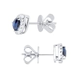 Mappin & Webb Amelia 18ct White Gold Pear Sapphire & 0.28ct Diamond Halo Stud Earrings