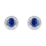Mappin & Webb Amelia 18ct White Gold Sapphire & Diamond Halo Stud Earrings