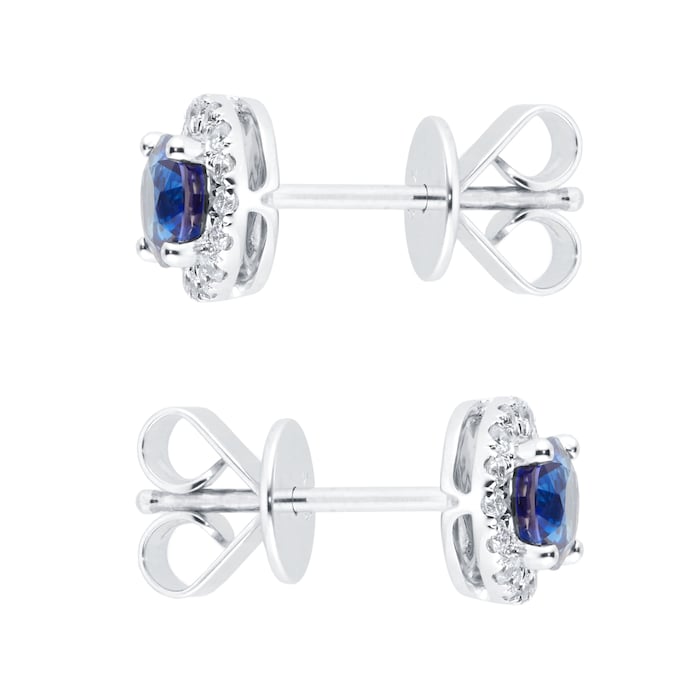 Mappin & Webb Amelia 18ct White Gold Sapphire & Diamond Halo Stud Earrings