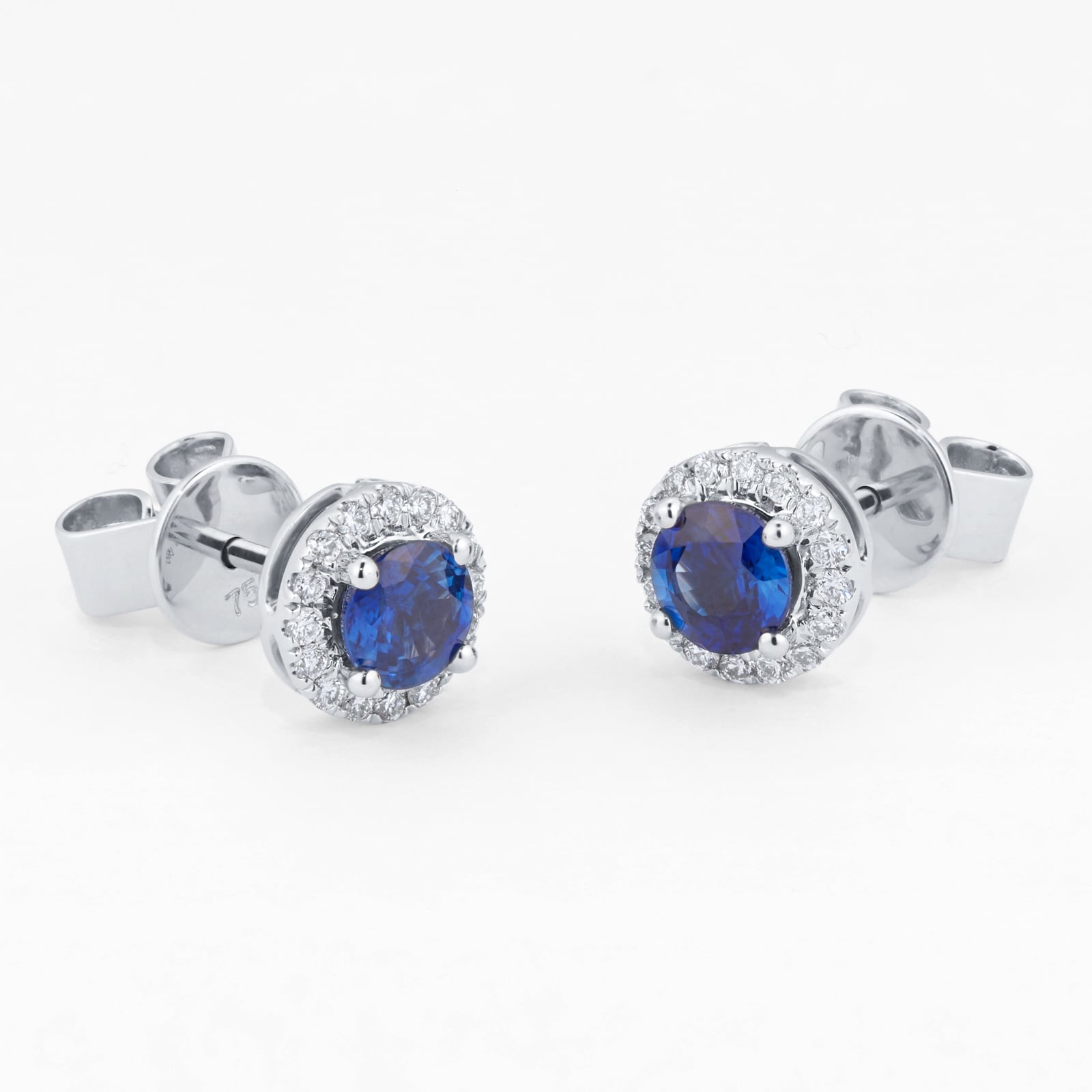 Mappin & Webb Amelia 18ct White Gold Sapphire & Diamond Halo Stud Earrings
