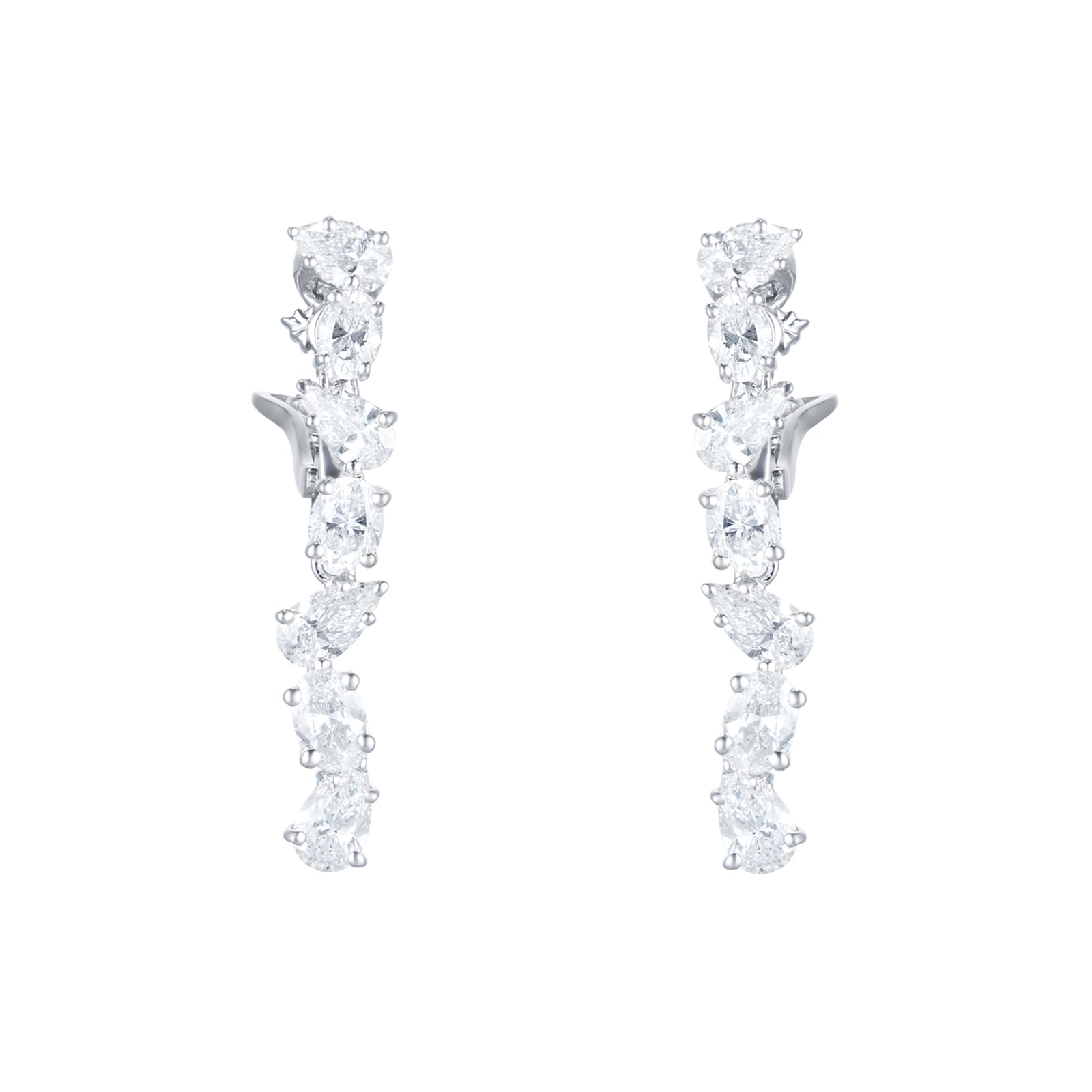 Mappin & Webb 18ct White Gold 4.29ct Pear & Oval Diamond Drop Earrings