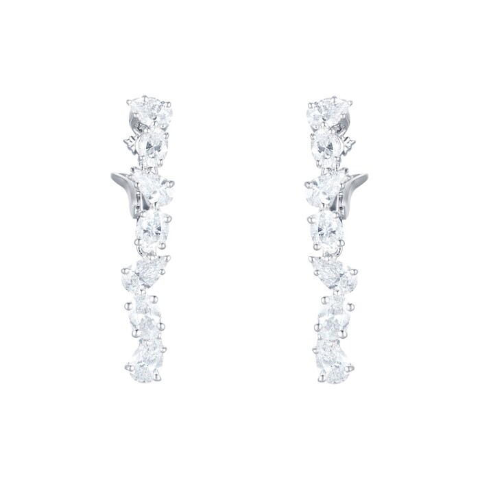 Mappin & Webb 18ct White Gold 4.29ct Pear & Oval Diamond Drop Earrings