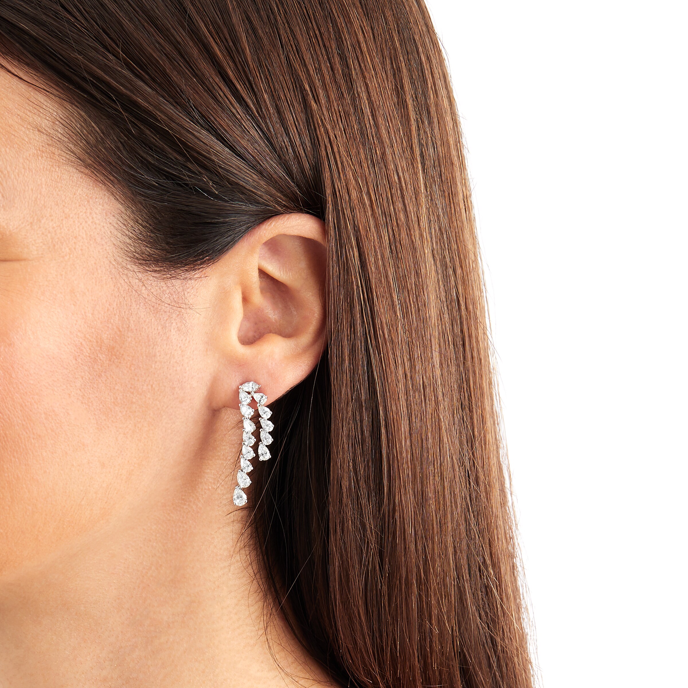 Mappin & Webb 18ct White Gold 4.78ct Double Pear Diamond Drop Earrings Mappin & Webb 18ct White Gold 4.78ct Double Pear Diamond Drop Earrings