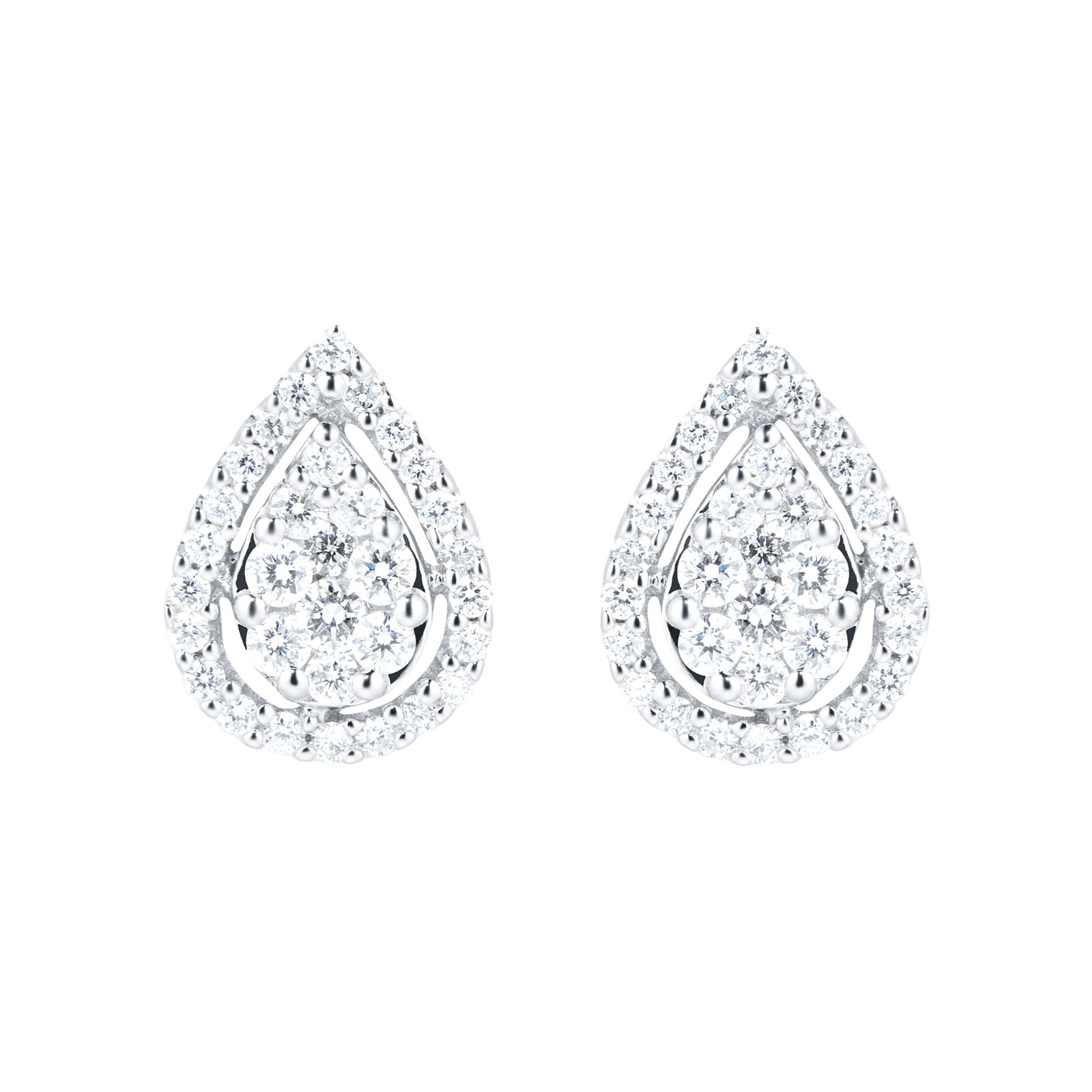 Goldsmiths 9ct White Gold 0.39cttw Diamond Pear Cluster Stud Earrings Goldsmiths 9ct White Gold 0.39cttw Diamond Pear Cluster Stud Earrings