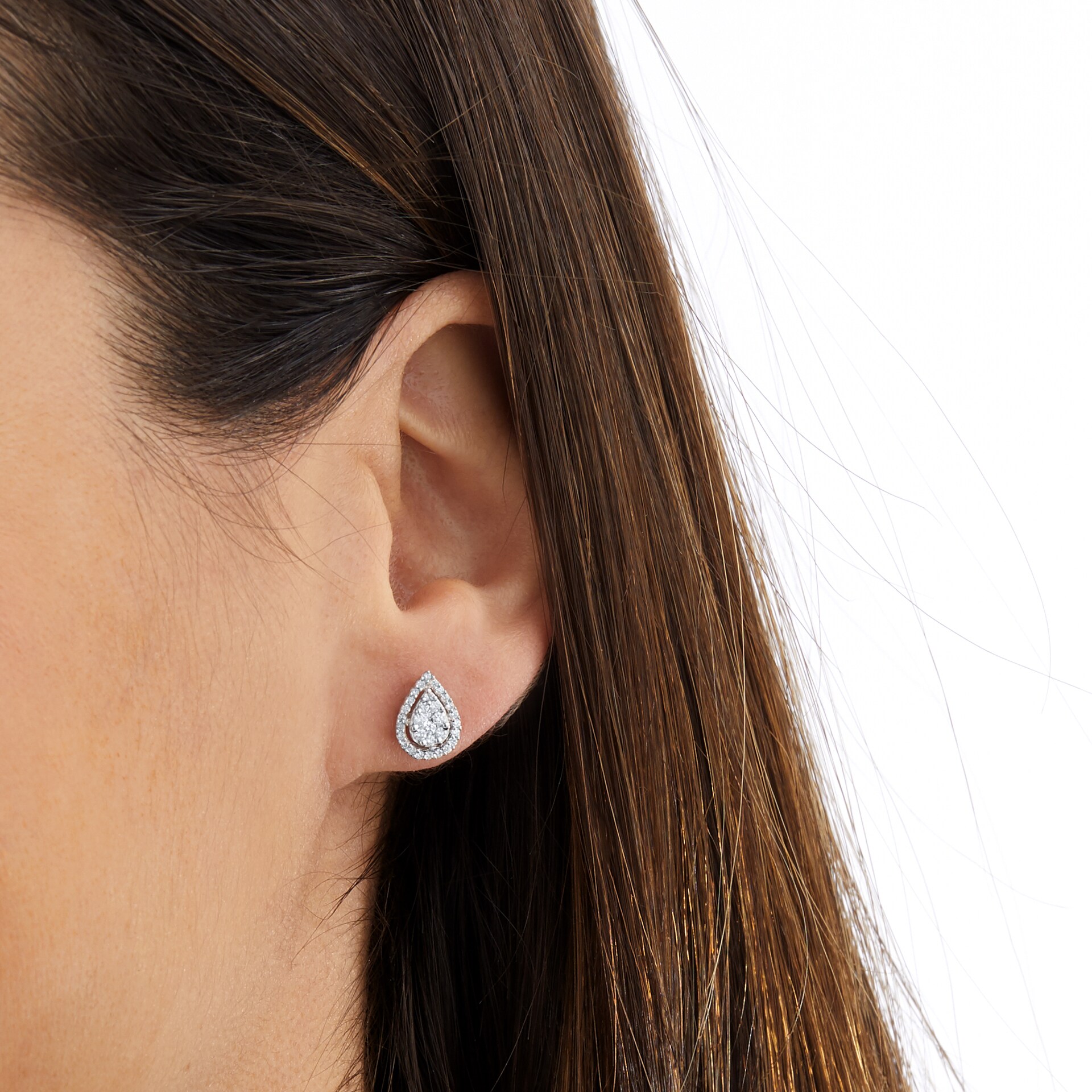 Goldsmiths 9ct White Gold 0.39cttw Diamond Pear Cluster Stud Earrings Goldsmiths 9ct White Gold 0.39cttw Diamond Pear Cluster Stud Earrings