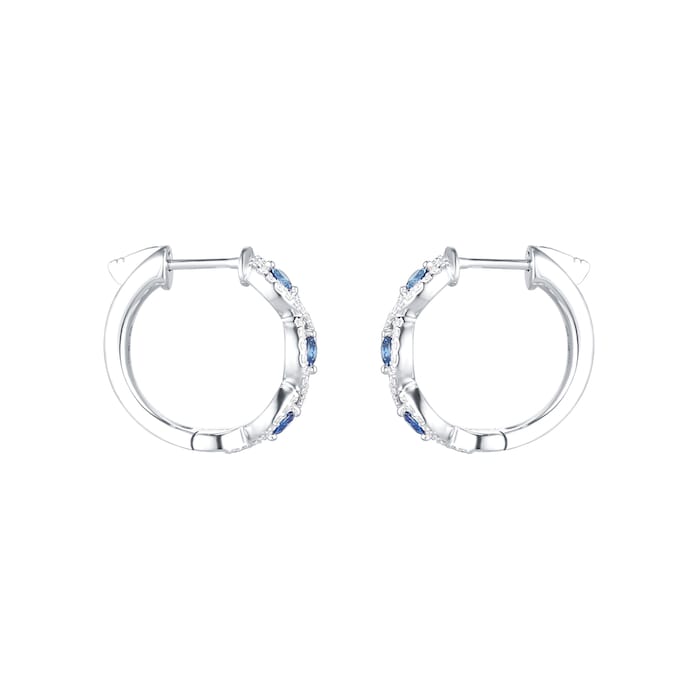 Mappin & Webb 18ct White Gold 0.69ct Diamond & 0.84ct Sapphire Hoop Earrings