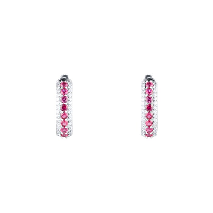 Mappin & Webb 18ct White Gold 0.60ct Diamond & 1.36ct Ruby Hoop Earrings