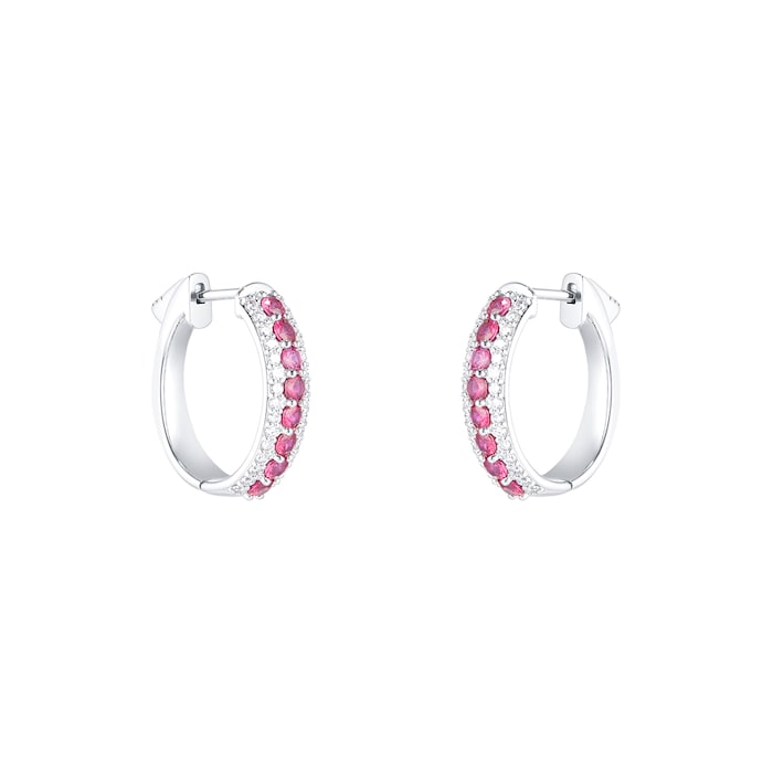 Mappin & Webb 18ct White Gold 0.60ct Diamond & 1.36ct Ruby Hoop Earrings