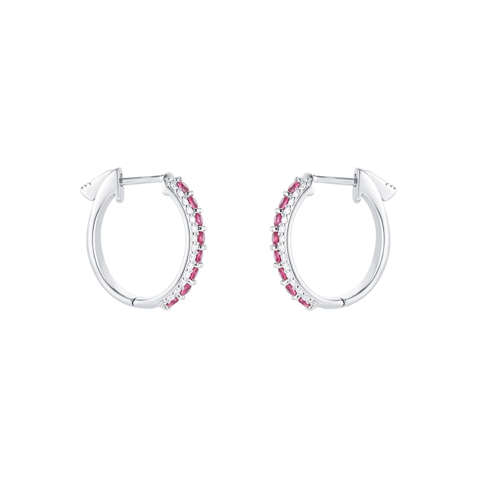 Mappin & Webb 18ct White Gold 0.60ct Diamond & 1.36ct Ruby Hoop Earrings