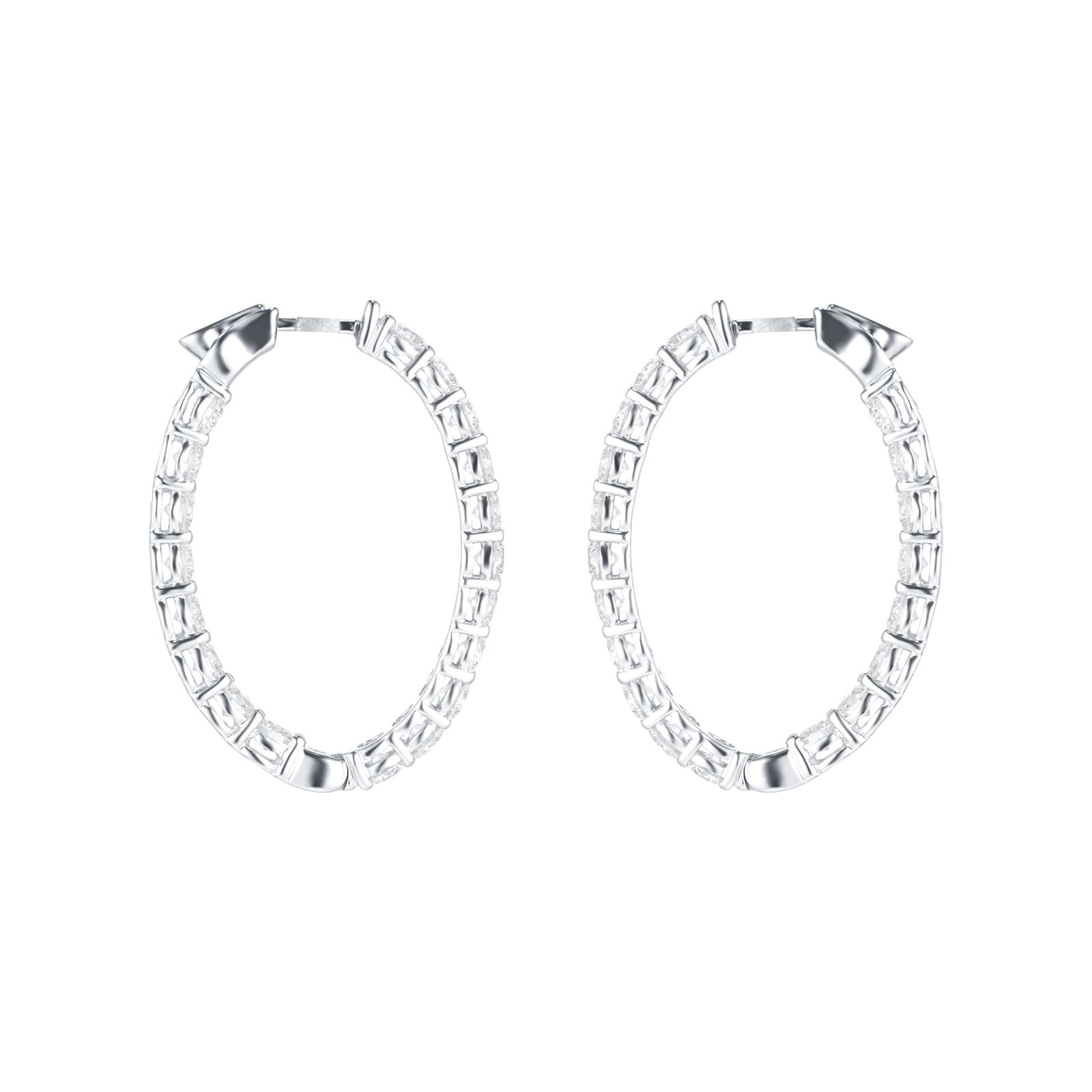 18ct White Gold 3.99ct Diamond Oval Hoop Earrings