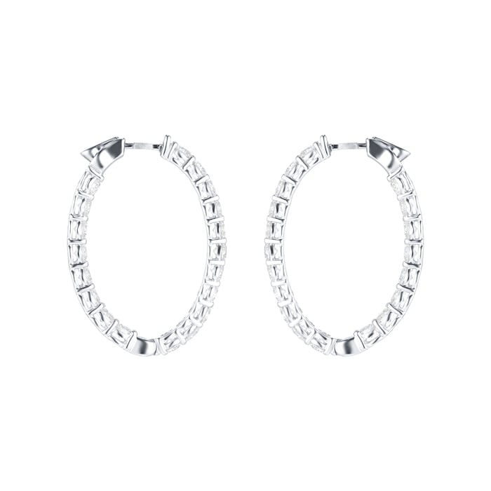 Mappin & Webb 18ct White Gold 3.99ct Diamond Oval Hoop Earrings