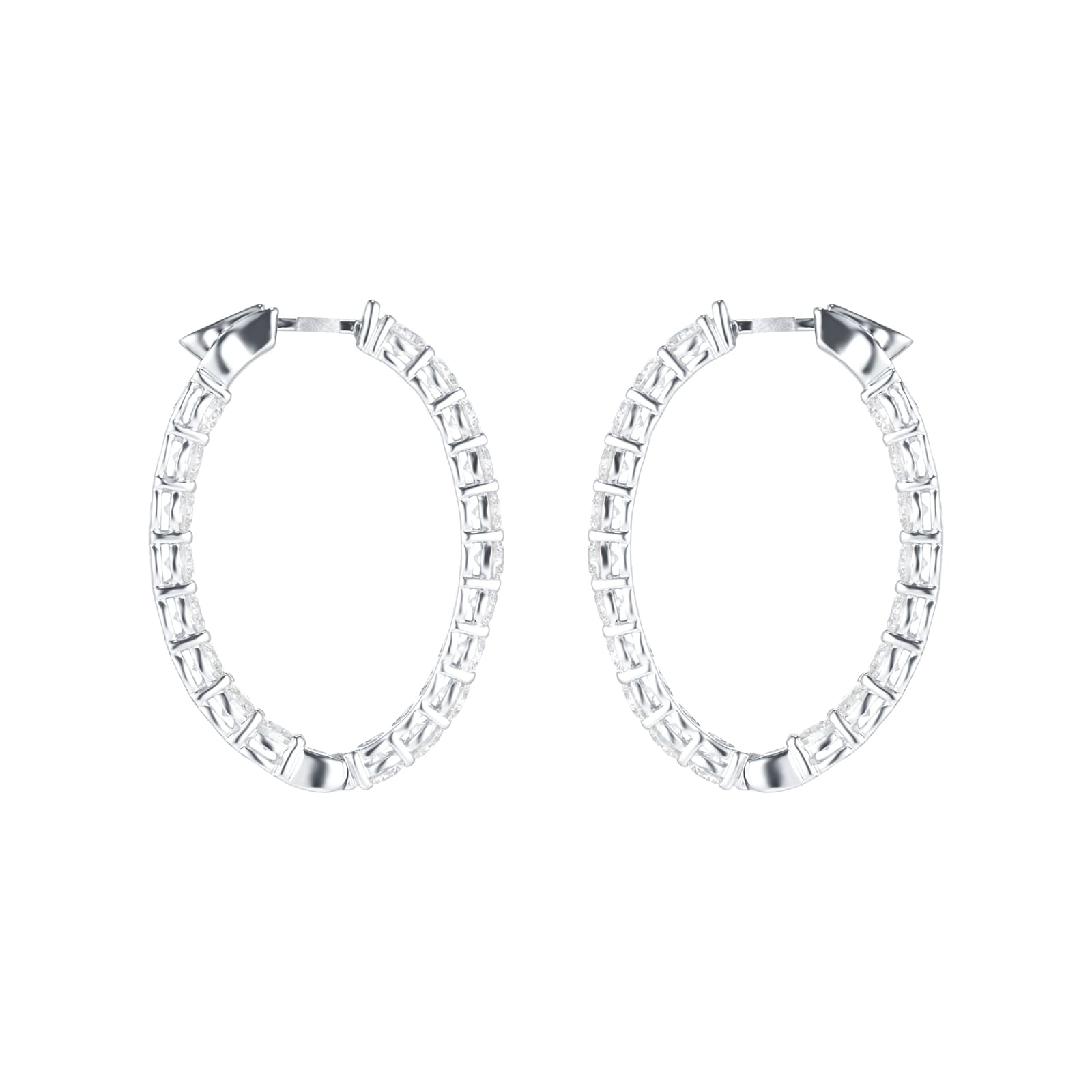 Mappin & Webb 18ct White Gold 3.99ct Diamond Oval Hoop Earrings