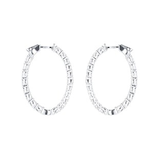 Mappin & Webb 18ct White Gold 3.99ct Diamond Oval Hoop Earrings