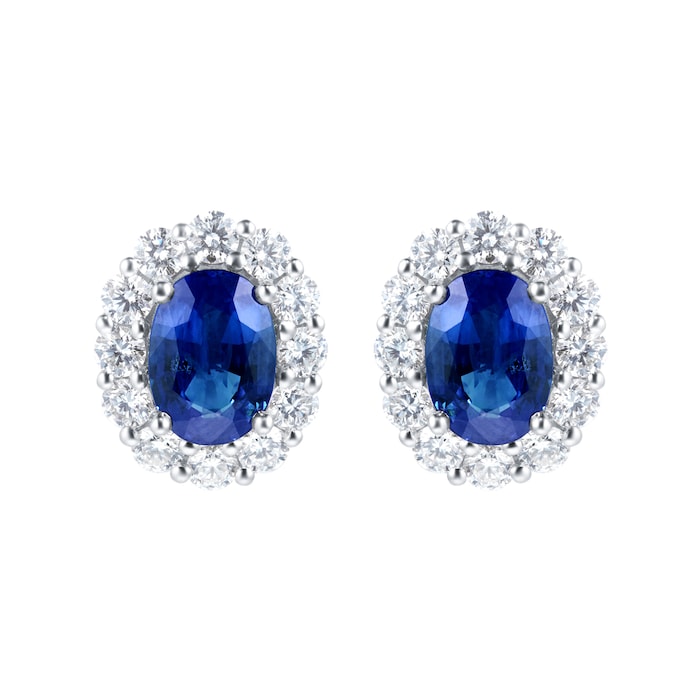 Mappin & Webb 18ct White Gold 0.80ct Diamond & 1.65ct Sapphire Stud Earrings