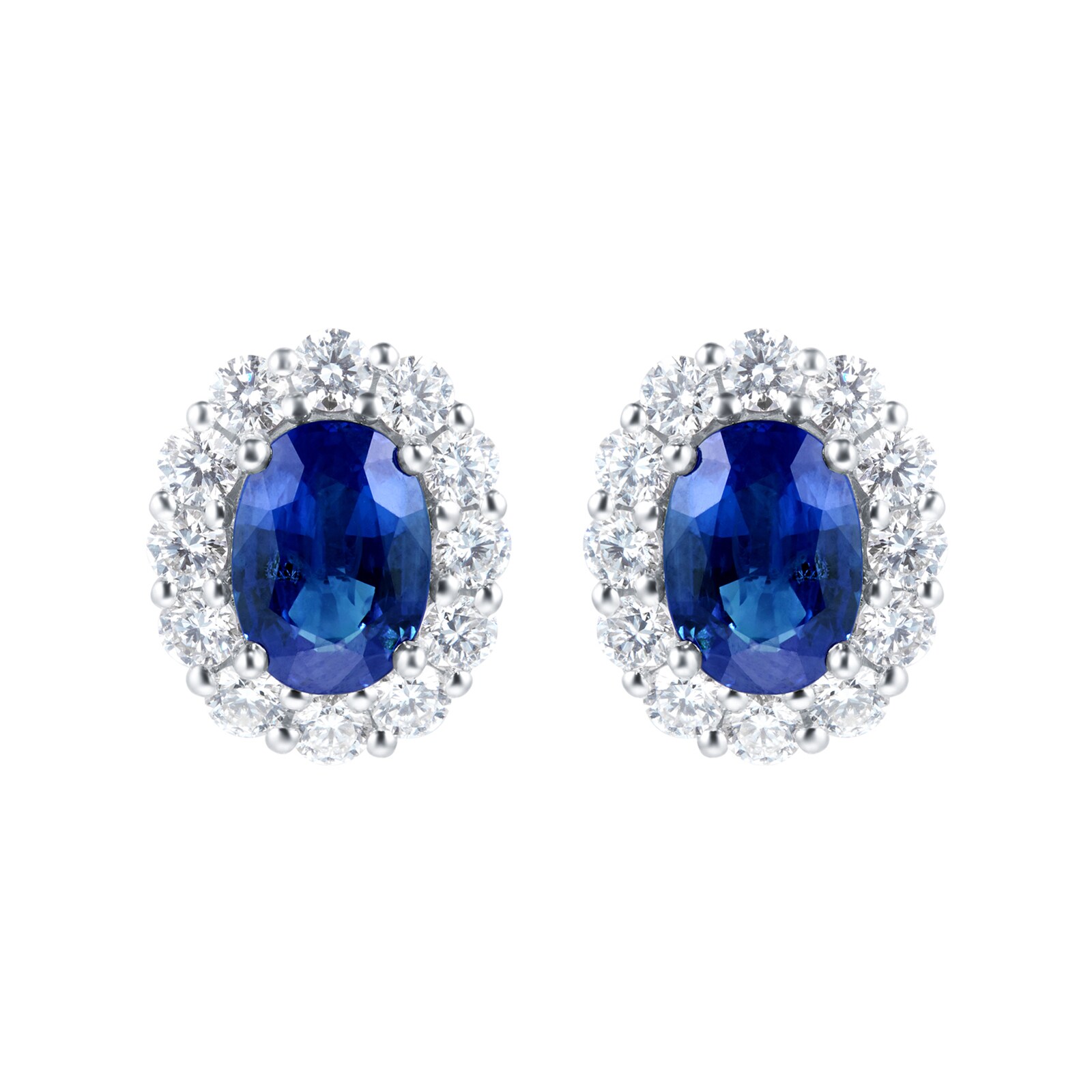 18ct White Gold 0.80ct Diamond & 1.65ct Sapphire Stud Earrings