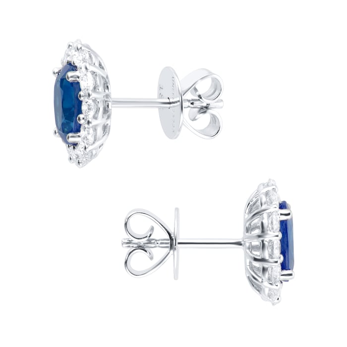 Mappin & Webb 18ct White Gold 0.80ct Diamond & 1.65ct Sapphire Stud Earrings