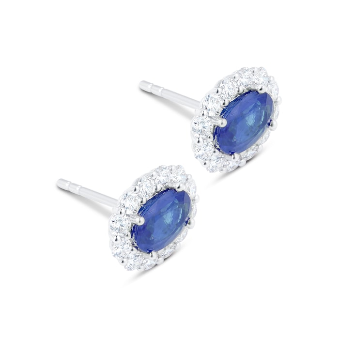 Mappin & Webb 18ct White Gold 0.80ct Diamond & 1.65ct Sapphire Stud Earrings