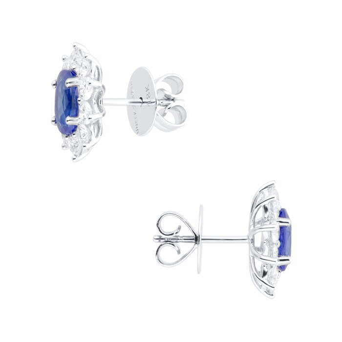 Mappin & Webb 18ct White Gold 1.35ct Diamond & 1.70ct Sapphire Stud Earrings