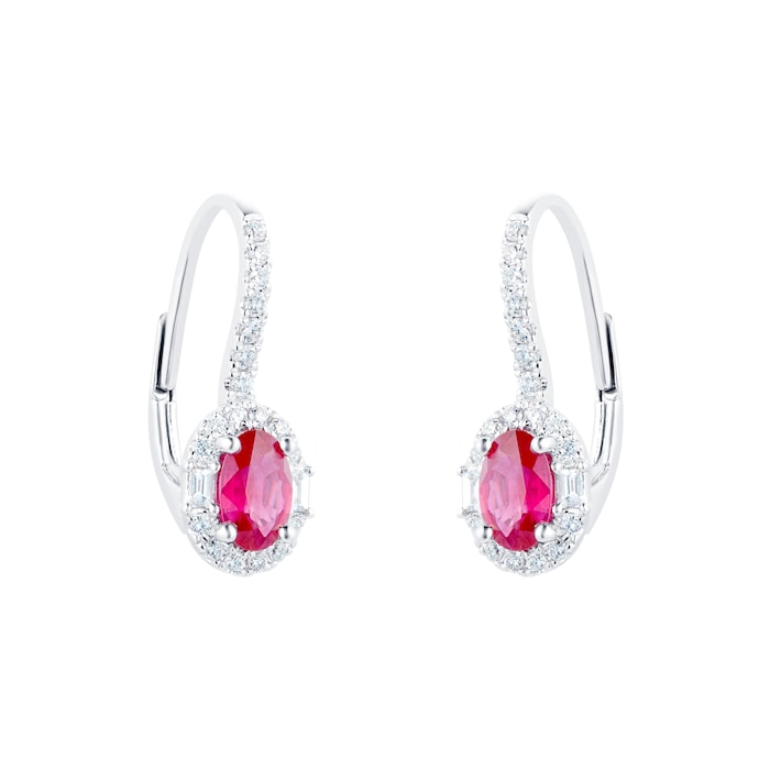 Mappin & Webb 18ct White Gold 0.34ct Diamond & 1.11ct Ruby Earrings