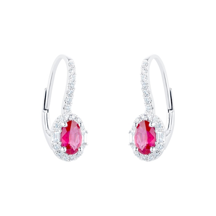 Mappin & Webb 18ct White Gold 0.34ct Diamond & 1.11ct Ruby Earrings