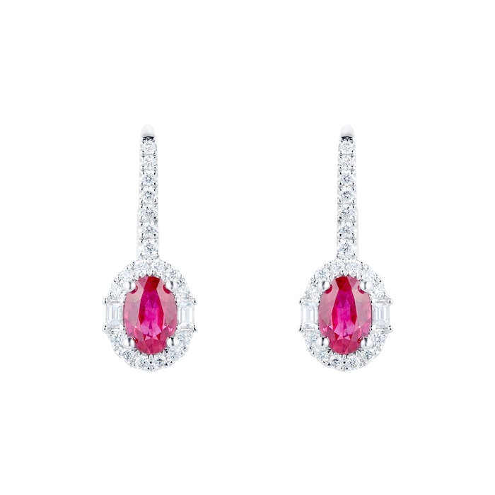 Mappin & Webb 18ct White Gold 0.34ct Diamond & 1.11ct Ruby Earrings