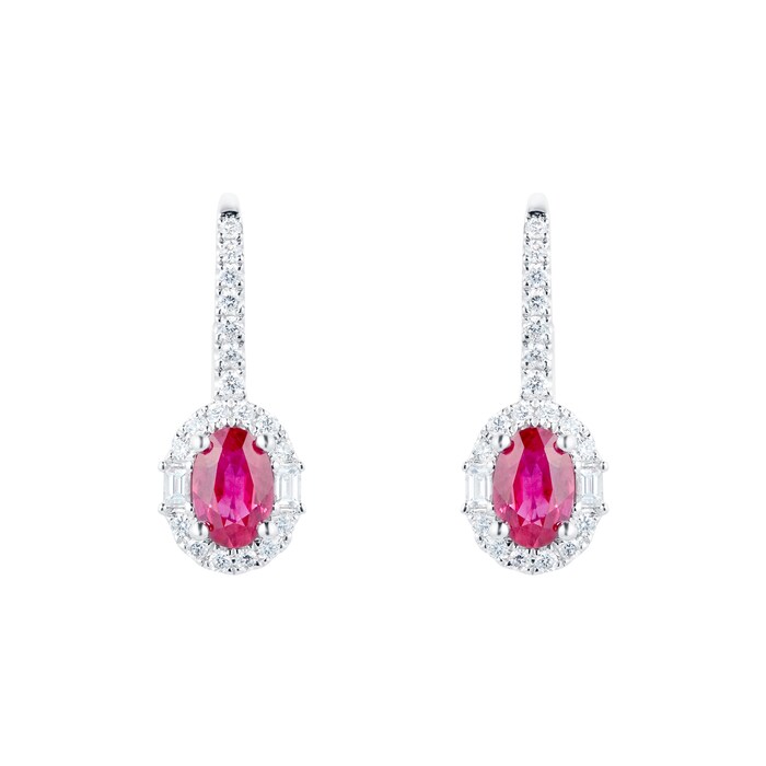 Mappin & Webb 18ct White Gold 0.34ct Diamond & 1.11ct Ruby Earrings