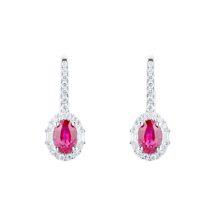 Mappin & Webb 18ct White Gold 0.34ct Diamond & 1.11ct Ruby Earrings