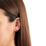 Mappin & Webb 18ct White Gold 0.80ct Diamond & 1.92ct Ruby Stud Earrings