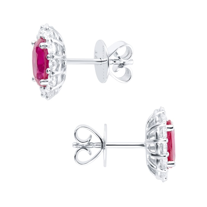 Mappin & Webb 18ct White Gold 0.80ct Diamond & 1.92ct Ruby Stud Earrings