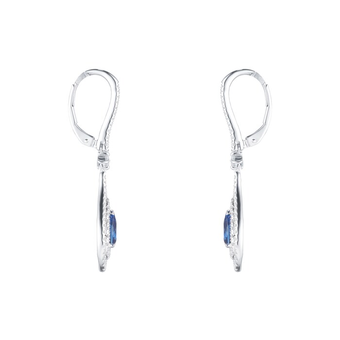 Mappin & Webb 18ct White Gold 1.00ct Diamond & 1.57ct Sapphire Earrings