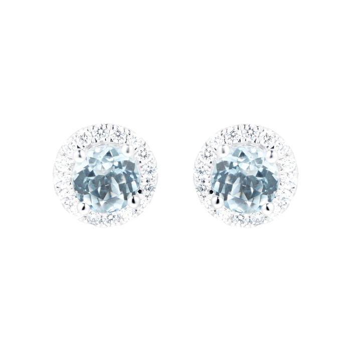 Mappin & Webb Carrington 18ct White Gold Aquamarine Diamond Stud Earrings