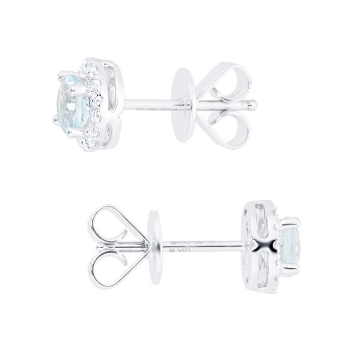 Mappin & Webb Carrington 18ct White Gold Aquamarine Diamond Stud Earrings