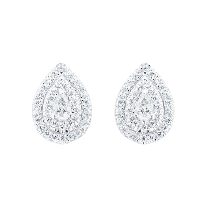 Goldsmiths 9ct White Gold 0.25cttw Diamond Pear Double Halo Stud Earrings
