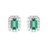 Mappin & Webb Carrington 18ct White Gold Emerald & Diamond Halo Stud Earrings