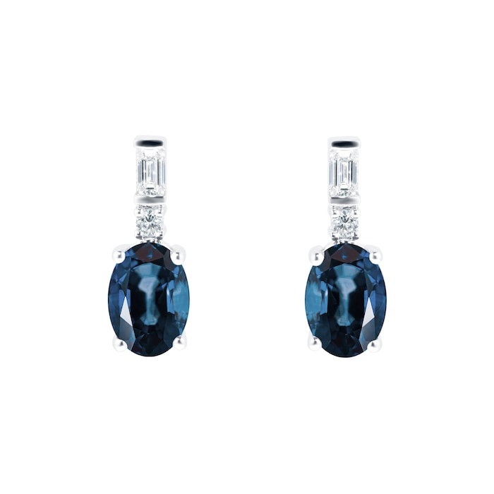 Goldsmiths 18ct White Gold Oval Sapphire 0.08ct Stud Earrings