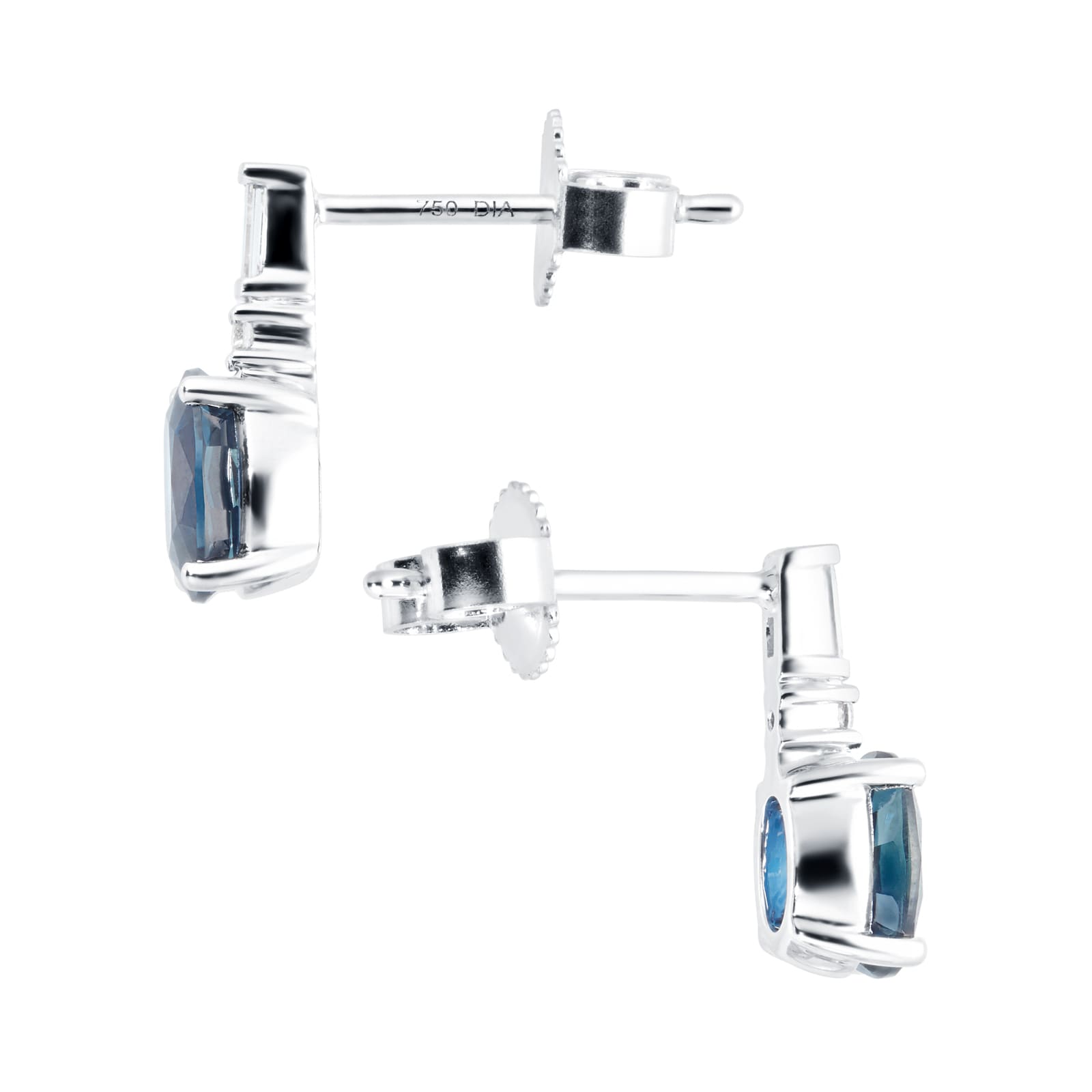 Goldsmiths 18ct White Gold Oval Sapphire 0.08ct Stud Earrings ...