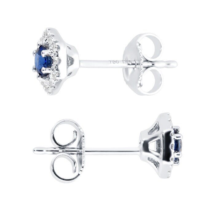 Goldsmiths 9ct White Gold Sapphire 0.09ct Hexagon Stud Earrings