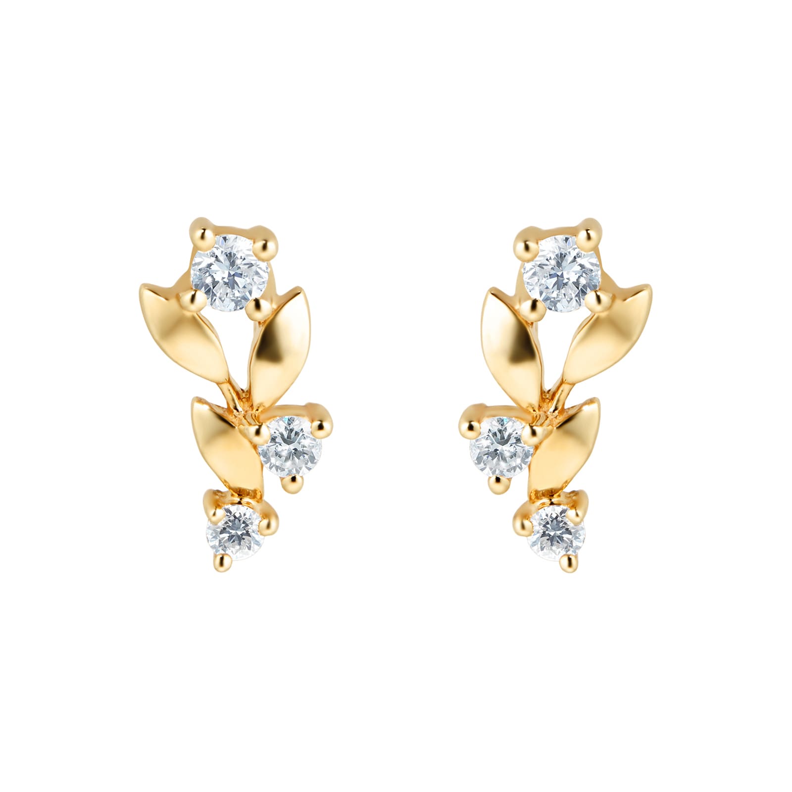 9ct Yellow Gold 0.20ct Floral Climber Earrings