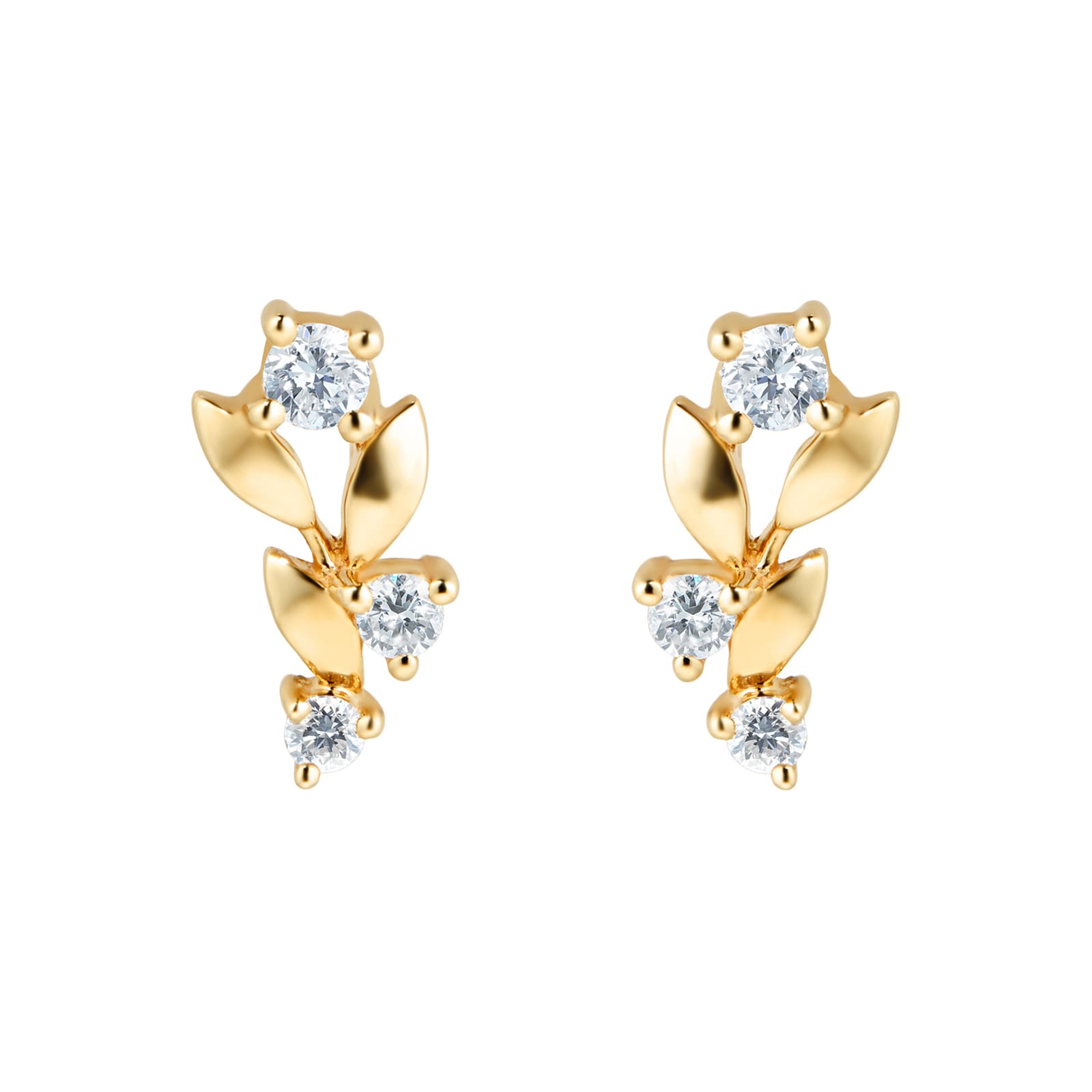 Goldsmiths 9ct Yellow Gold 0.20cttw Floral Climber Earrings
