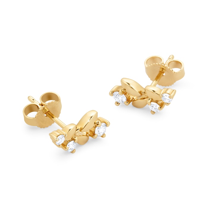 Goldsmiths 9ct Yellow Gold 0.20ct Floral Climber Earrings