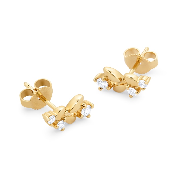 Goldsmiths 9ct Yellow Gold 0.20cttw Floral Climber Earrings