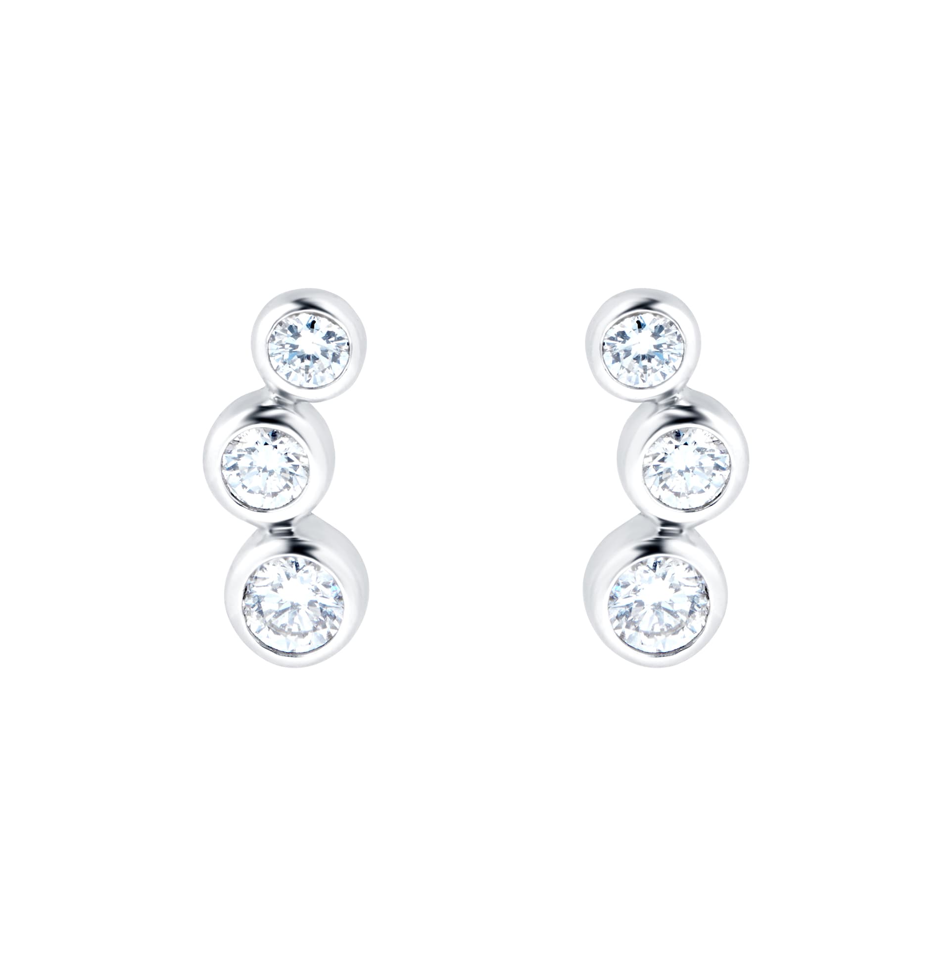 Mappin & Webb Gossamer 18ct White Gold 0.31cttw 3 Stone Earrings