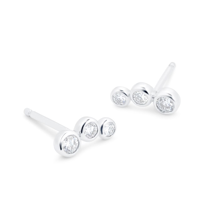 Mappin & Webb Gossamer 18ct White Gold 0.31cttw 3 Stone Earrings